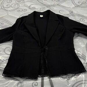 Vanity Black Women's Blazer with Lace Trim